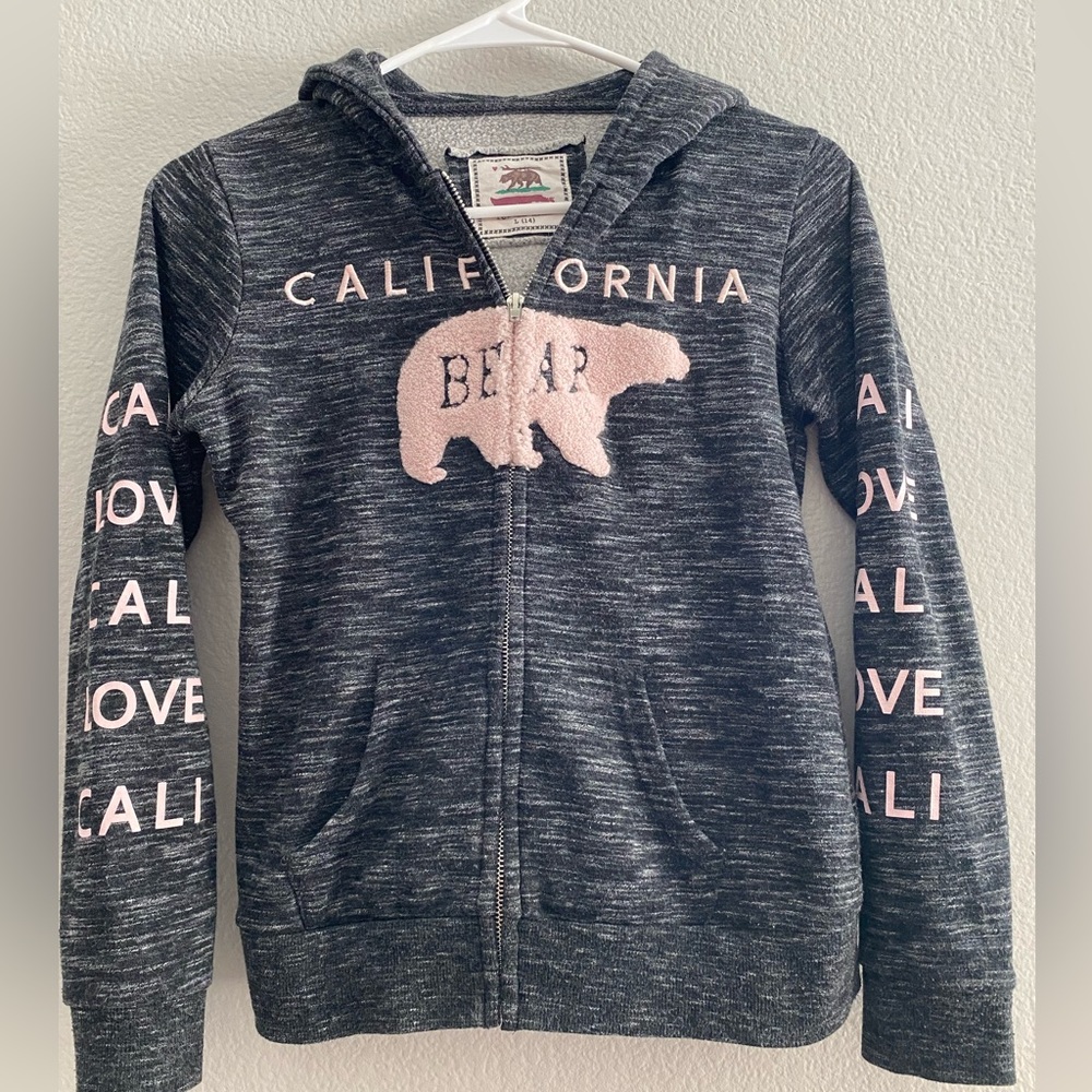 California Reflex Kids black/Gray Pink Zip Up Sweater For Girls Size 14